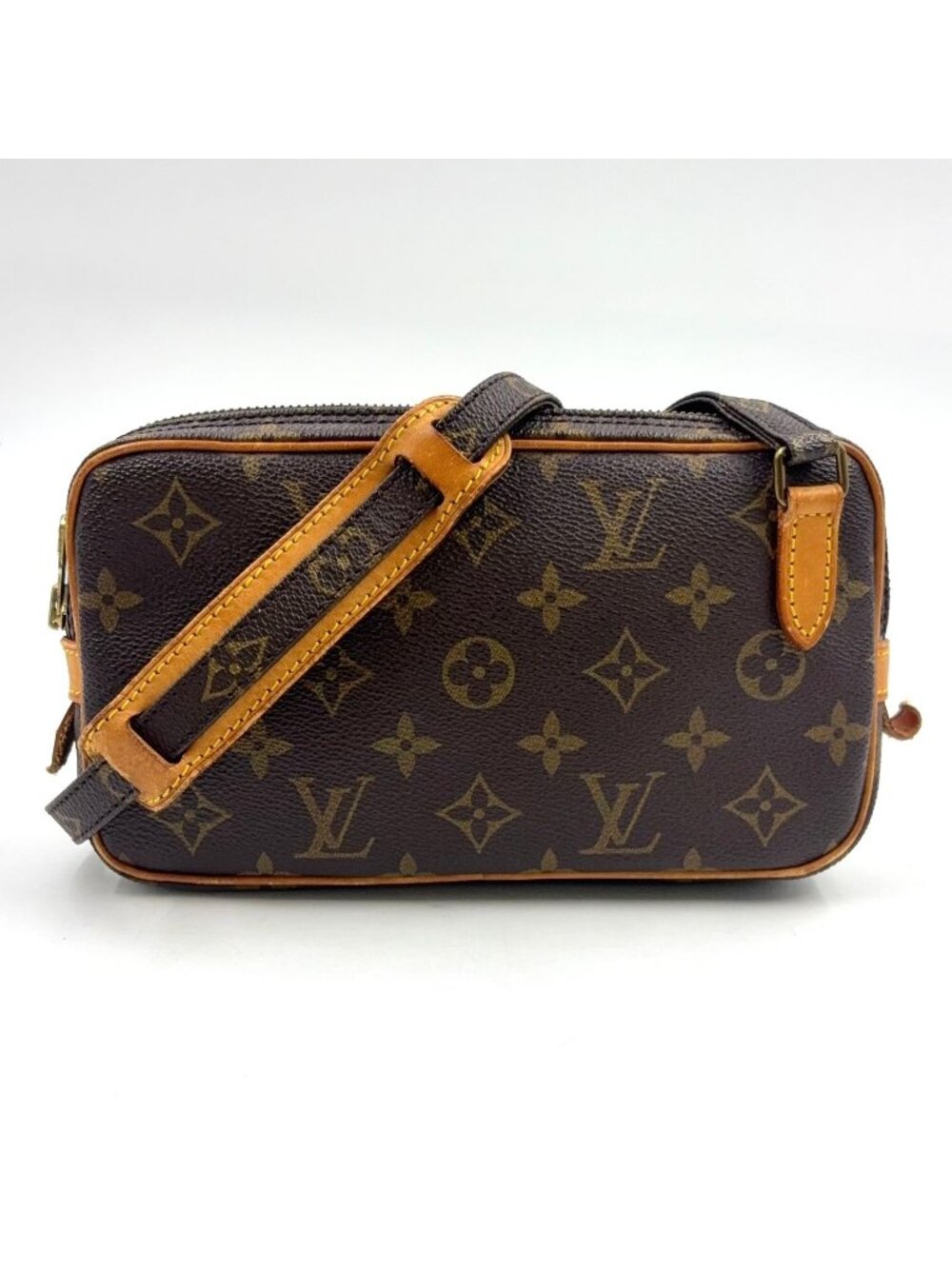 Louis Vuitton Marly Bandouliere Monogram Leather Brown Light Shoulder Bag Gold